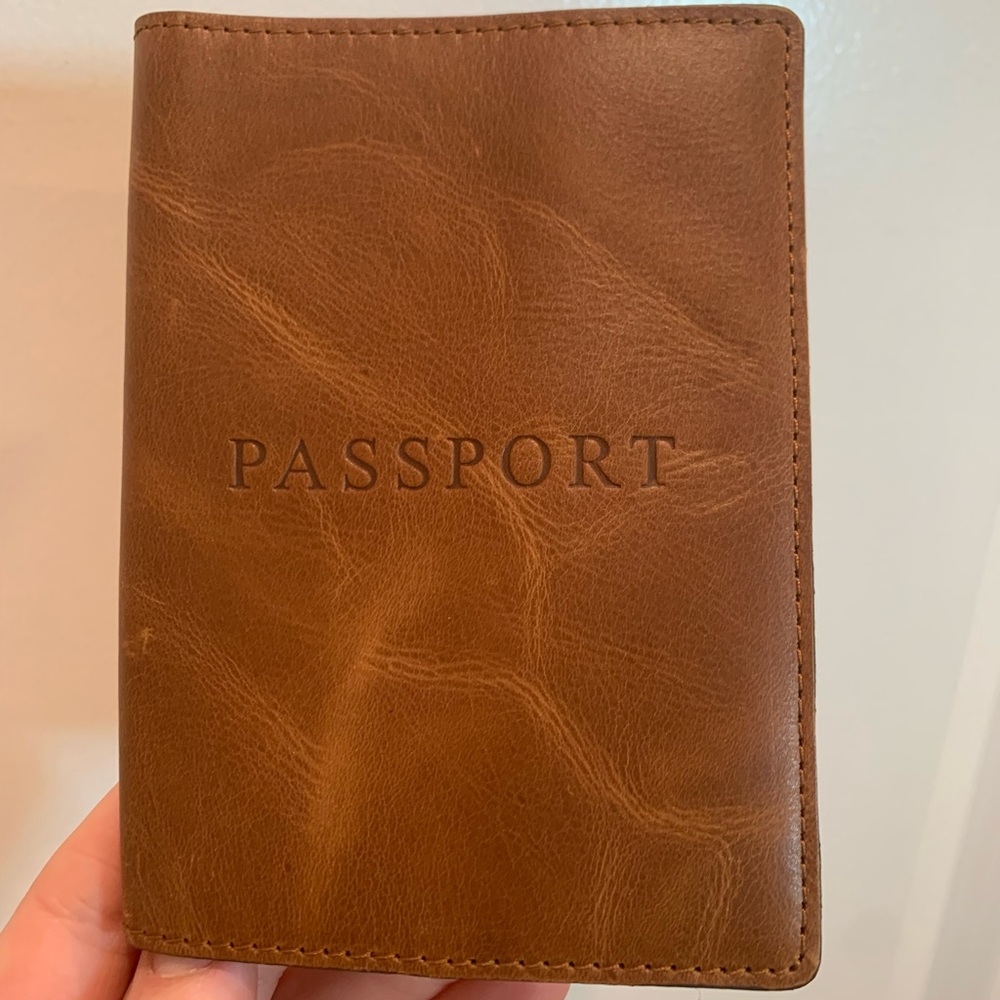 J. Crew Tan Leather Passport Wallet